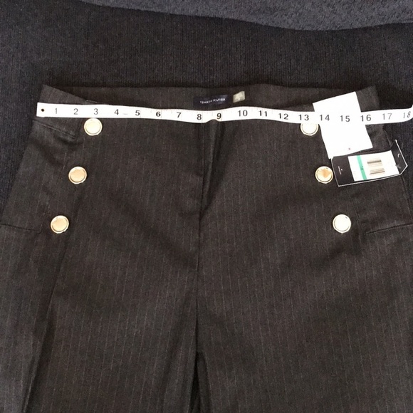 NWT TOMMY HILFIGER Dark Gray Pinstripe Stretch Ankle Length Pants Slim Fit-16 - Picture 10 of 12
